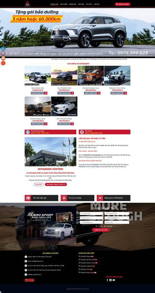 Mẫu website bán xe ô tô - Mitsubishi
