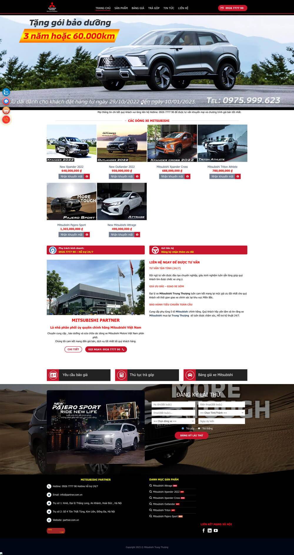 Mẫu website bán xe ô tô - Mitsubishi