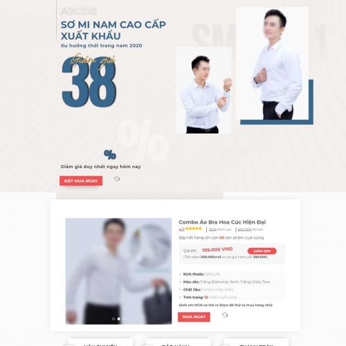 Mẫu giao diện landing page bán áo sơ mi
