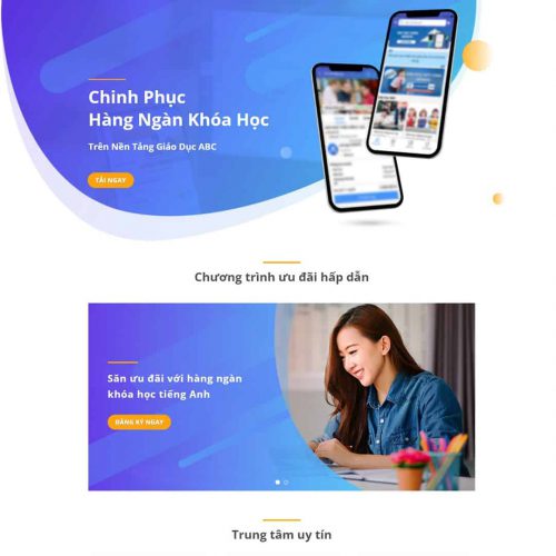 Mẫu giao diện landing page giới thiệu ứng dụng giáo dục