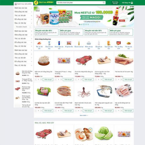 Mẫu giao diện bách hóa xanh