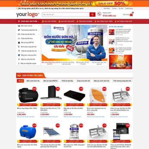 Mẫu giao diện bán bồn nước, đồ gia dụng