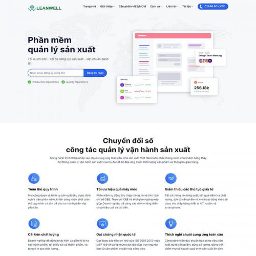 Mẫu giao diện giới thiệu phần mềm quản lý sản xuất