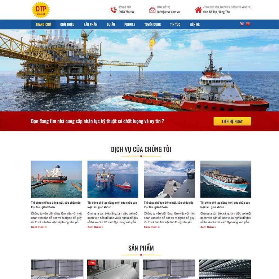 Mẫu giao diện công ty cơ khí