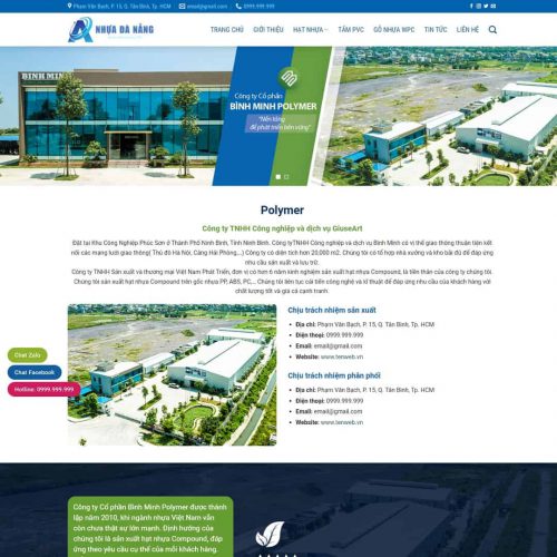 Mẫu giao diện giới thiệu công ty sản xuất hạt nhựa