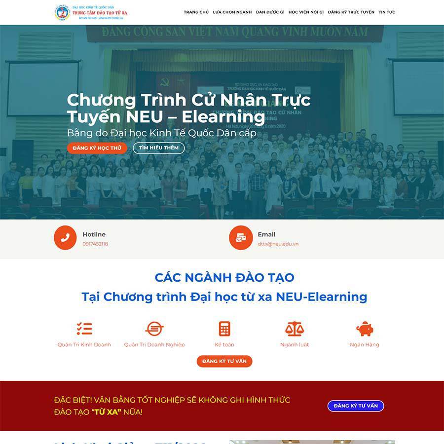 Mẫu giao diện đào tạo cử nhân