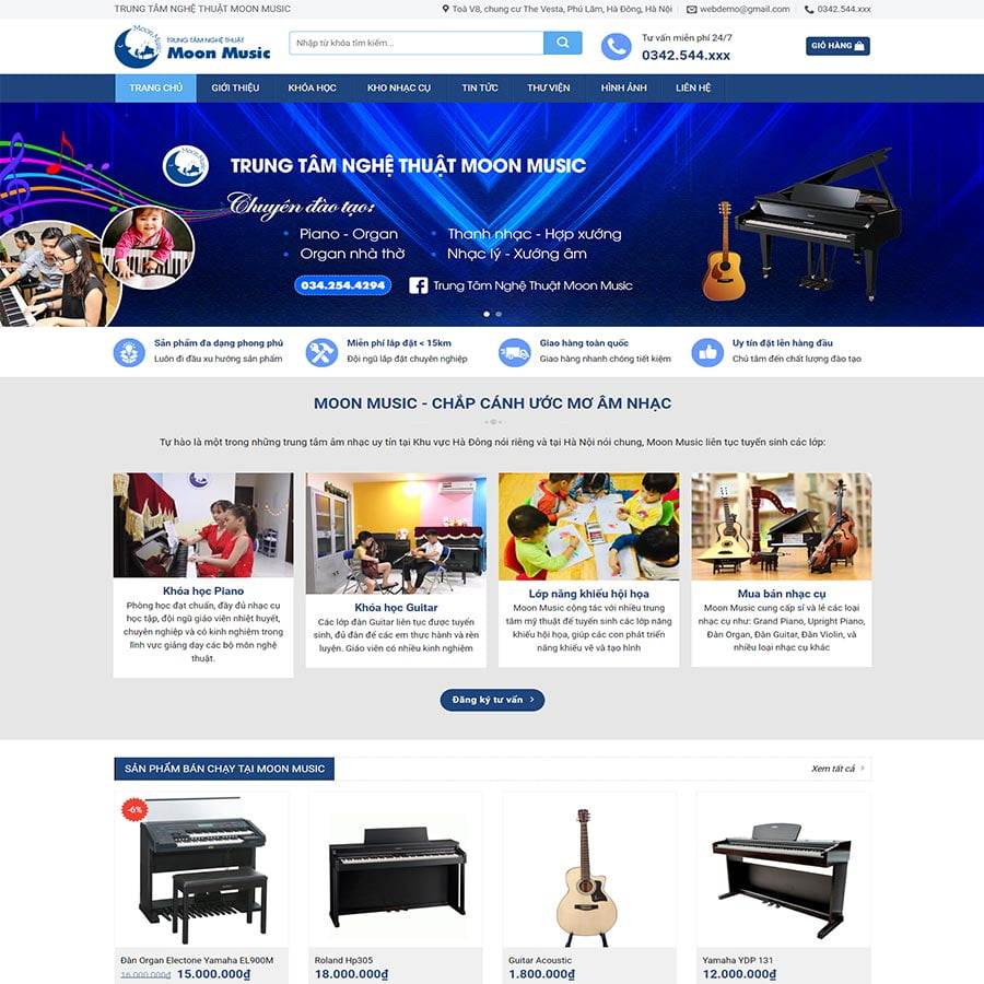 Mẫu giao diện trung tâm dạy nhạc