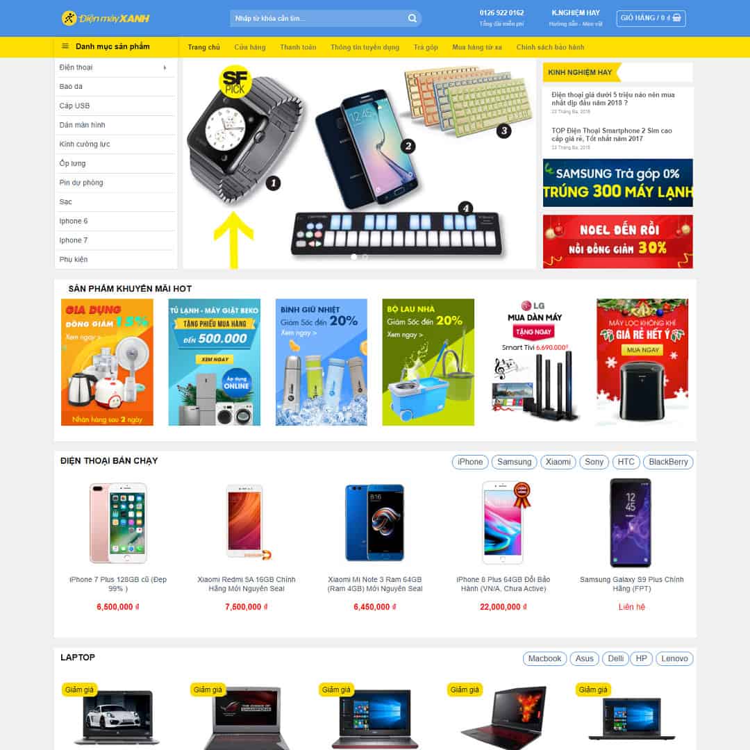 Mẫu giao diện giống điện máy xanh