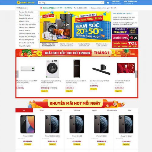 Mẫu giao diện điện máy xanh