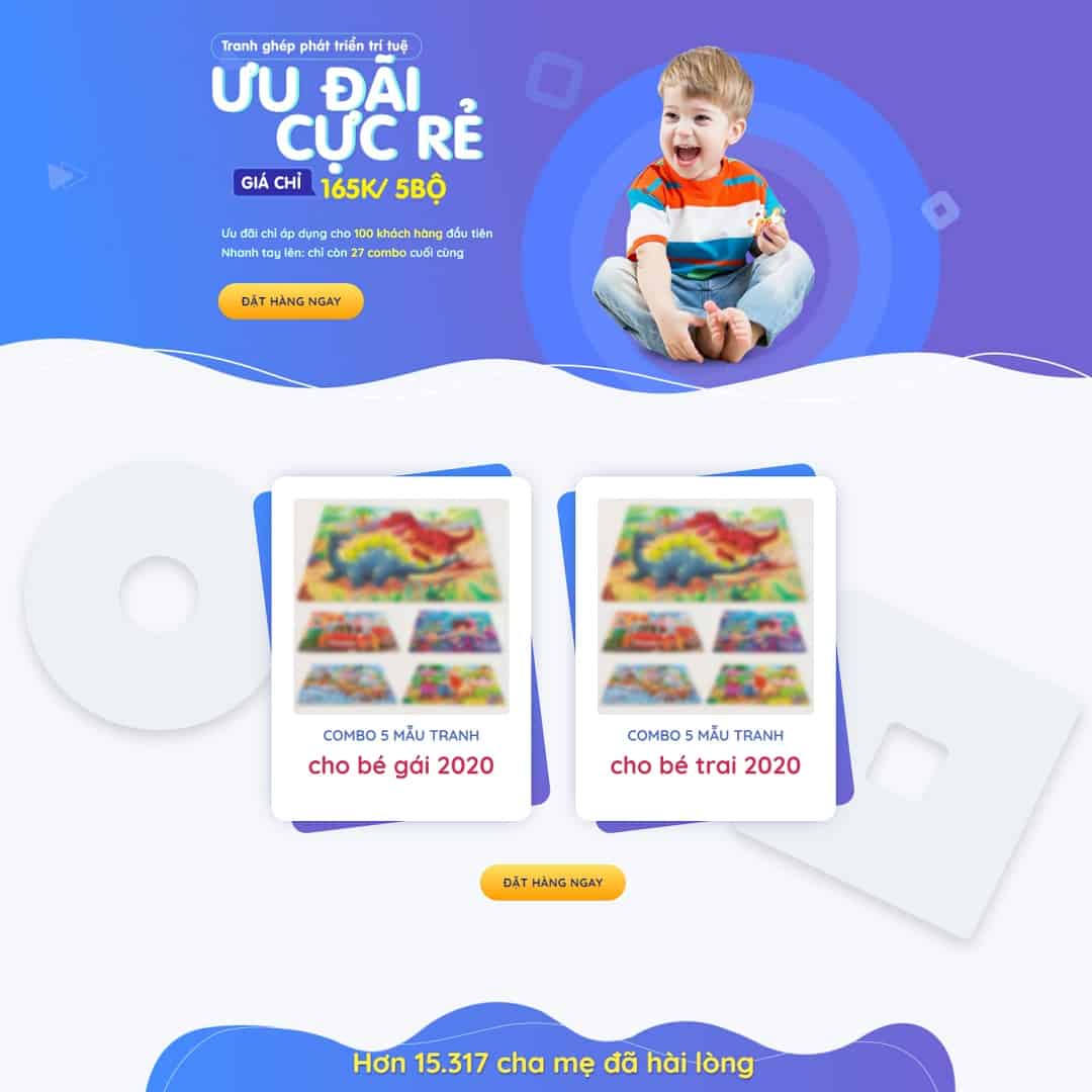 Mẫu giao diện Landing page đồ chơi xếp hình