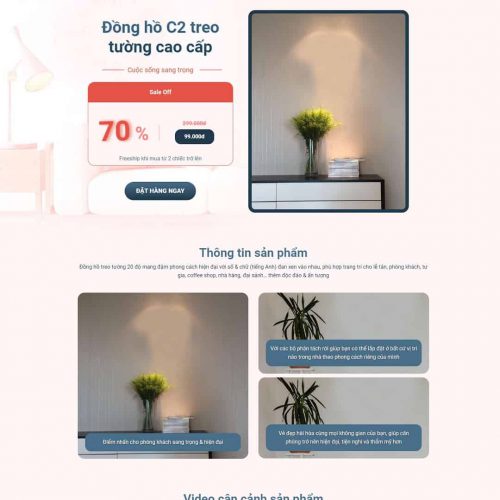 Mẫu giao diện landing page đồng hồ gián tường 3D
