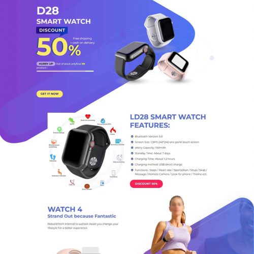 Mẫu giao diện landing page bán đồng hồ thông minh smartwatch