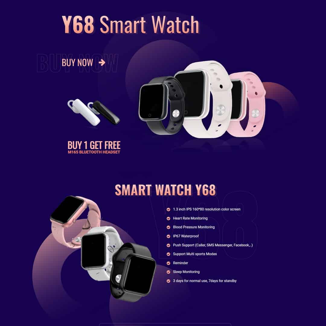 Mẫu giao diện Landing page bán đồng hồ thông minh smartwatch 02