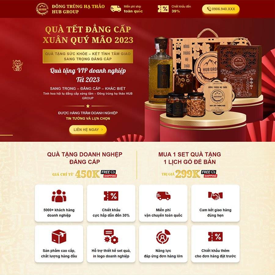 Mẫu giao diện landing page đông trùng hạ thảo