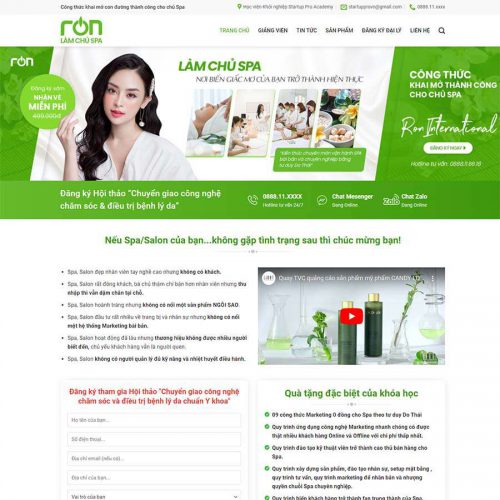 Mẫu giao diện đào tạo chủ Spa
