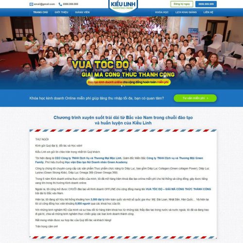 Mẫu giao diện giới thiệu khóa học kinh doanh online