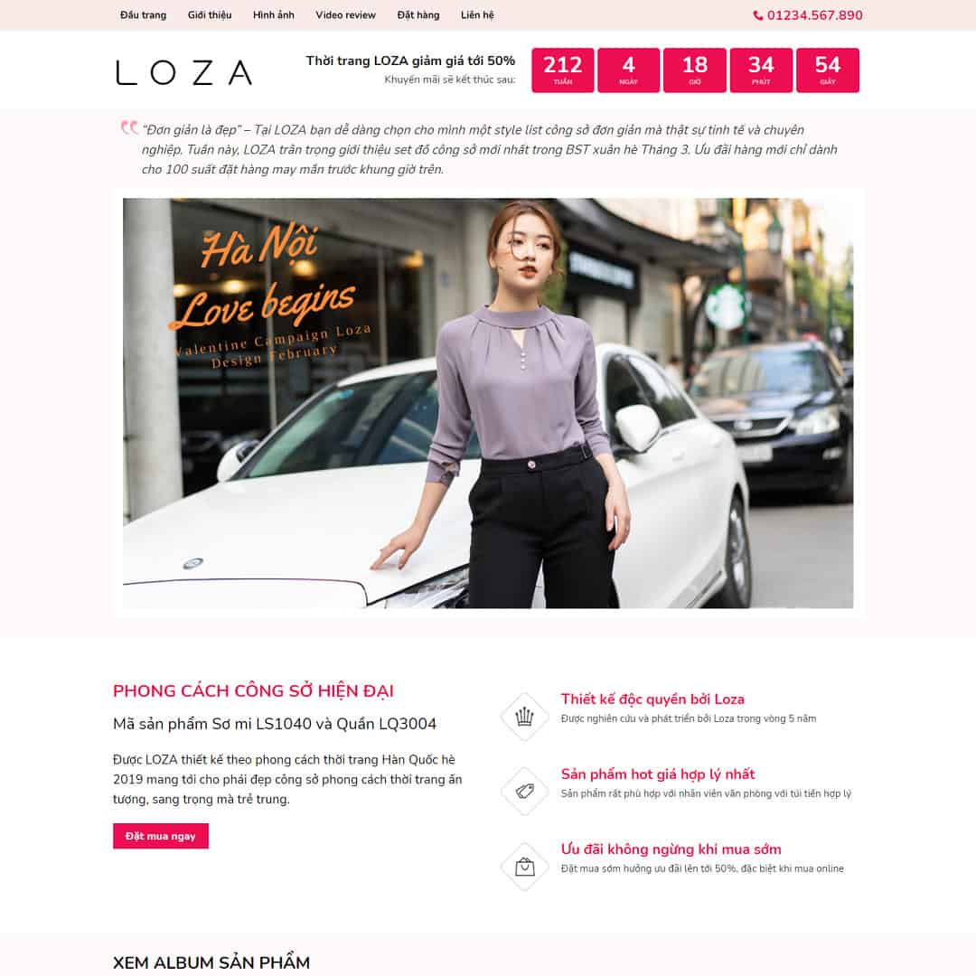 Mẫu giao diện landing page bán thời trang, quần áo