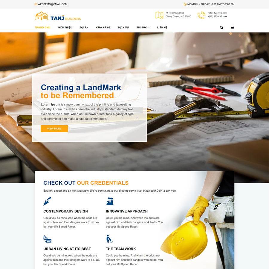 Mẫu giao diện giới thiệu công ty xây dựng 02