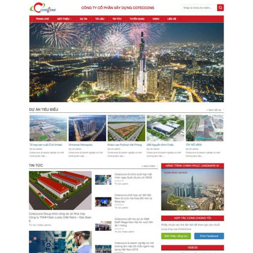 Mẫu giao diện giới thiệu công ty xây dựng