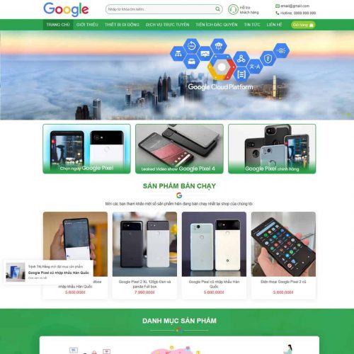 Mẫu giao diện bán hàng, dịch vụ google shop