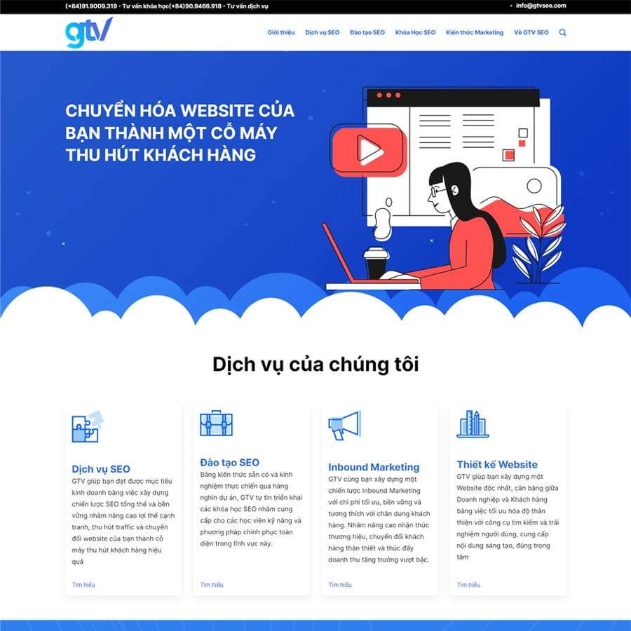 Mẫu giao diện công ty dịch vụ SEO