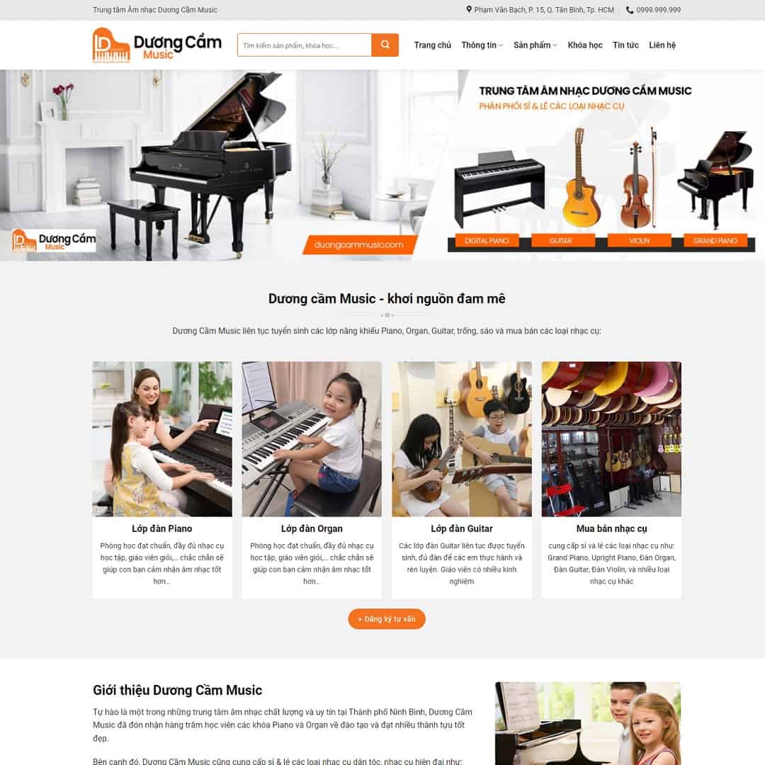 Mẫu giao diện đào tạo học đàn