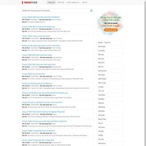 Mẫu giao diện tra cứu mã số thuế giống ( thongtincongty.com )