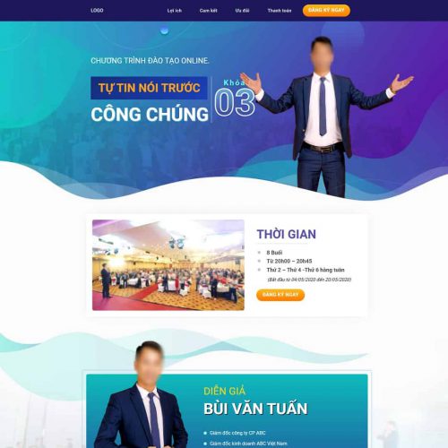 Mẫu giao diện landing page khóa học giao tiếp