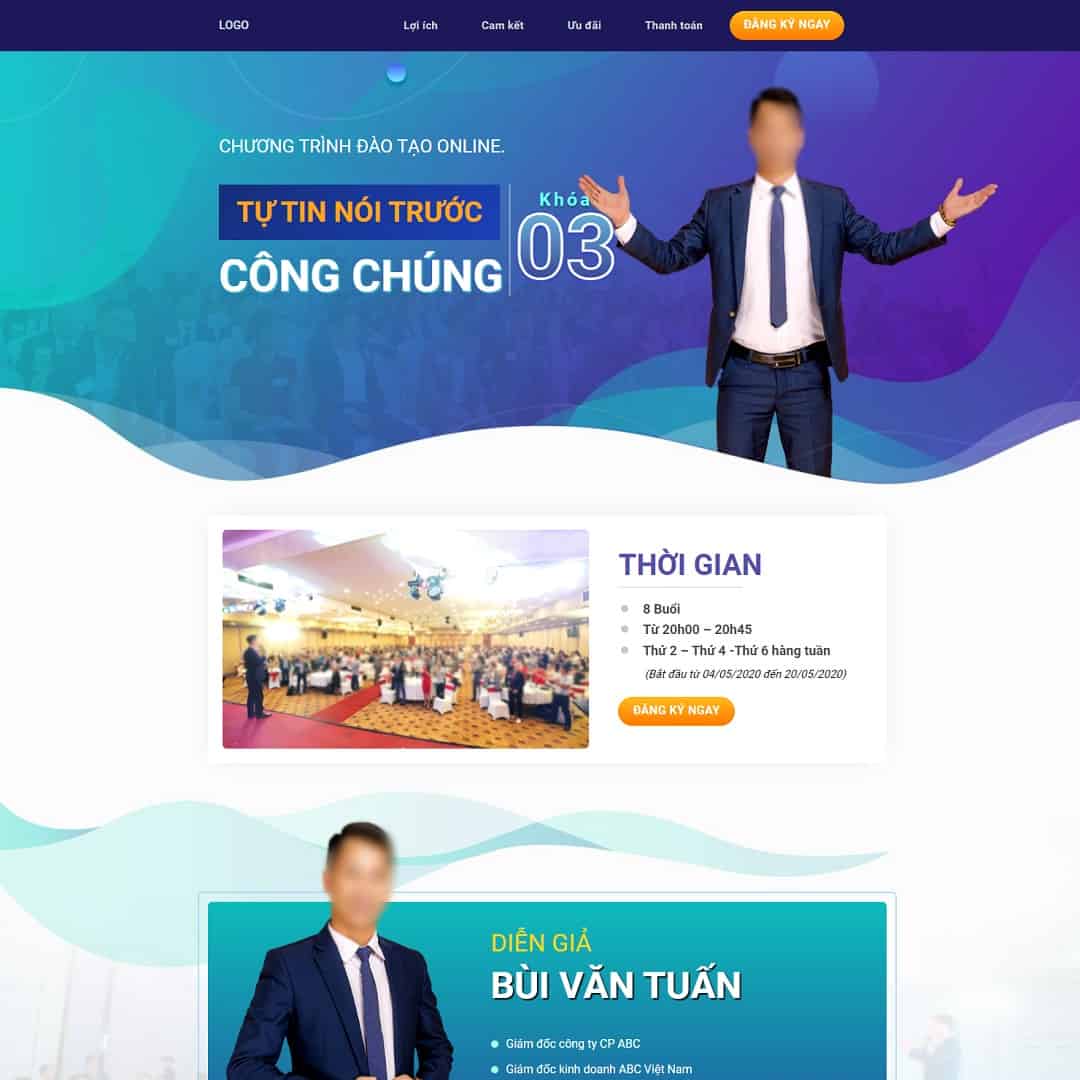 Mẫu giao diện landing page khóa học giao tiếp