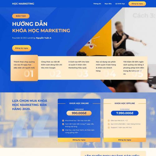 Mẫu giao diện landing page khóa học Marketing Online