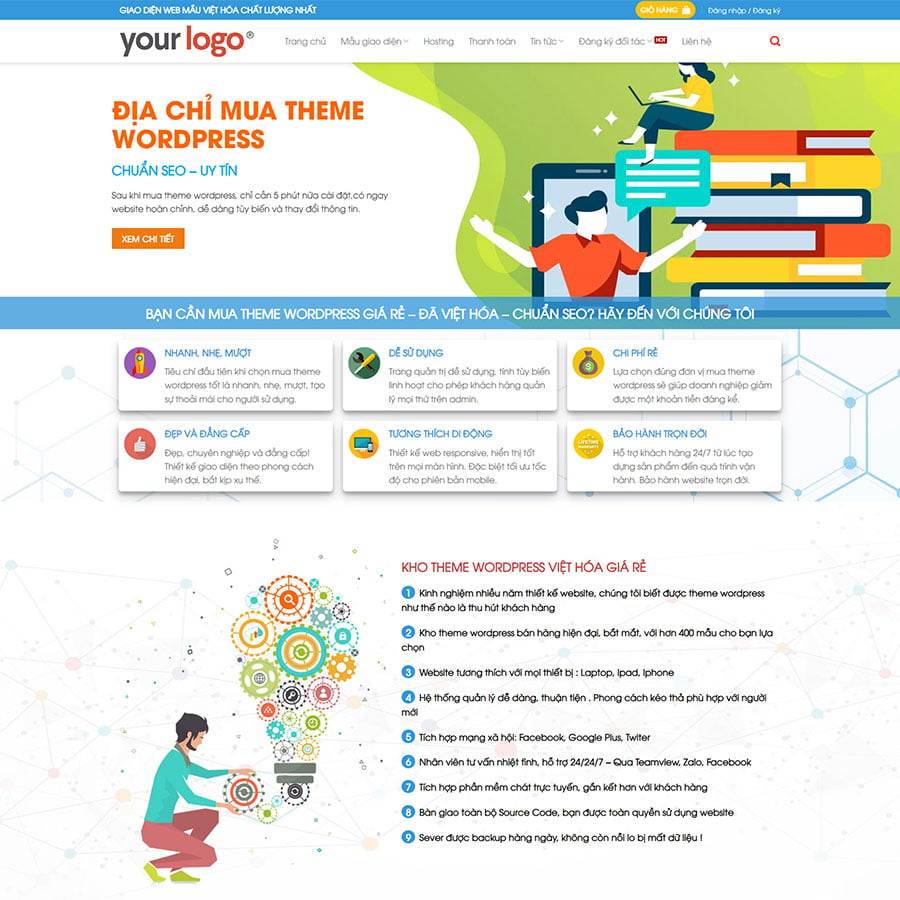 Mẫu giao diện bán theme, thiết kế website