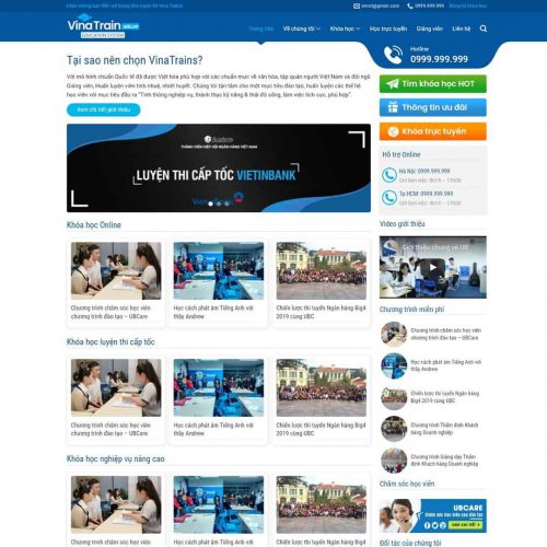 Mẫu giao diện trung tâm luyện thi