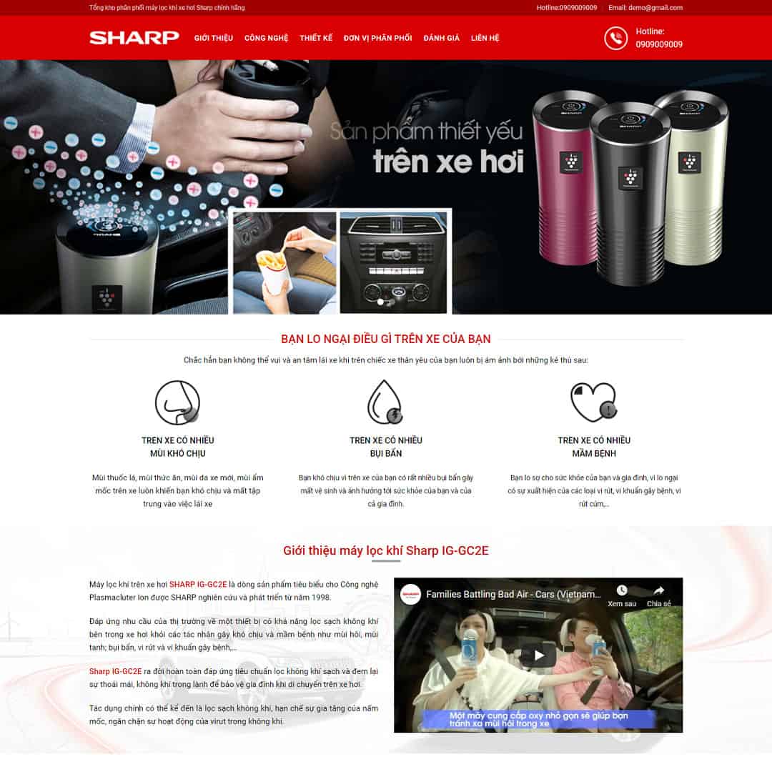 Mẫu giao diện landing page giới thiệu máy lọc khí
