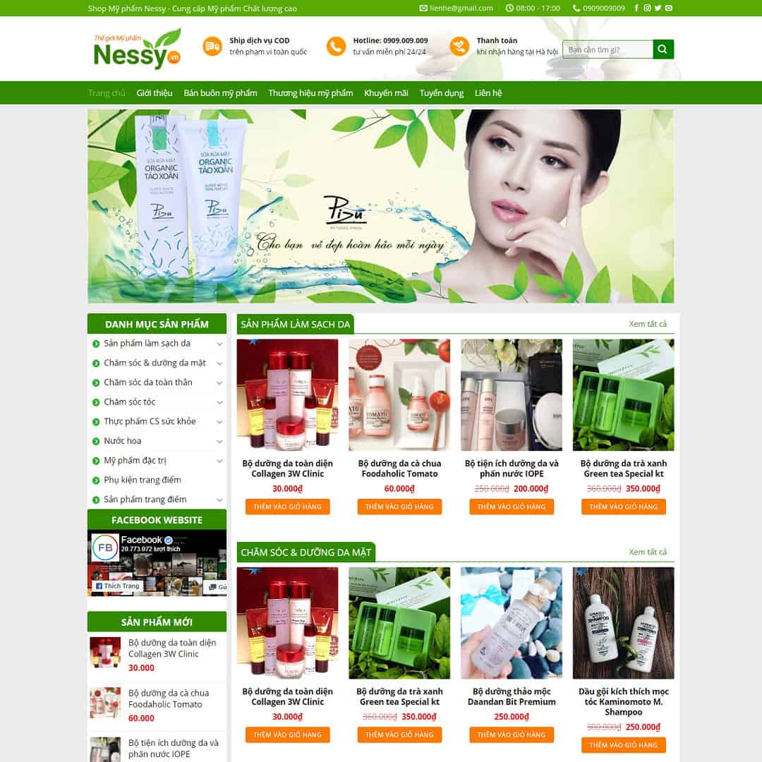 Mẫu giao diện Shop mỹ phẩm 02