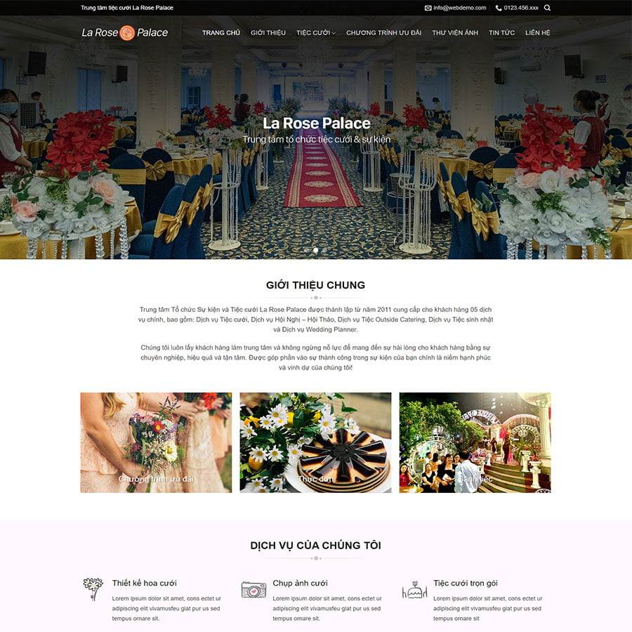 Mẫu giao diện nhà hàng tiệc cưới