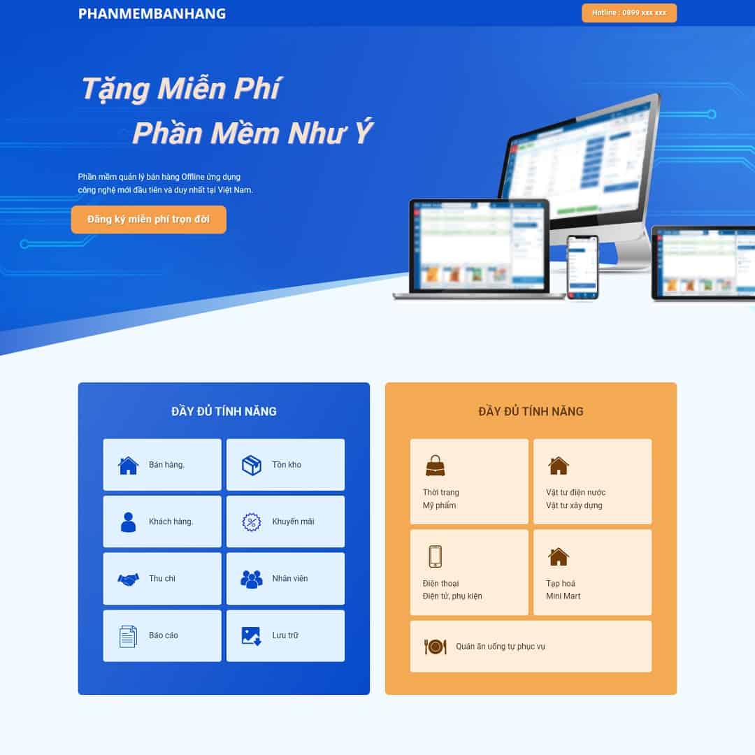 Mẫu giao diện Landing page giới thiệu phần mềm