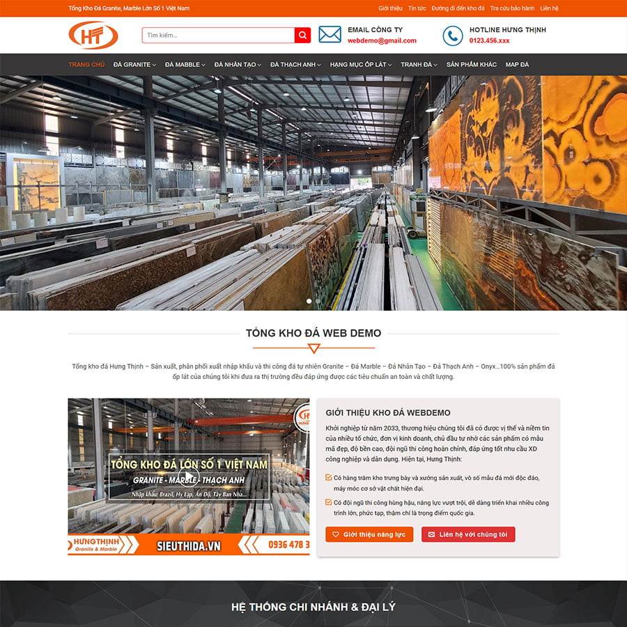 Mẫu giao diện tổng kho đá, siêu thị đá