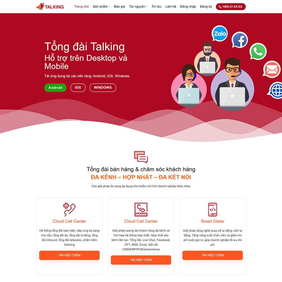 Mẫu giao diện tổng đài Call Center