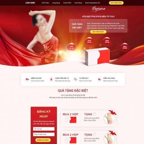 Mẫu giao diện Landing page viên đặt phụ khoa