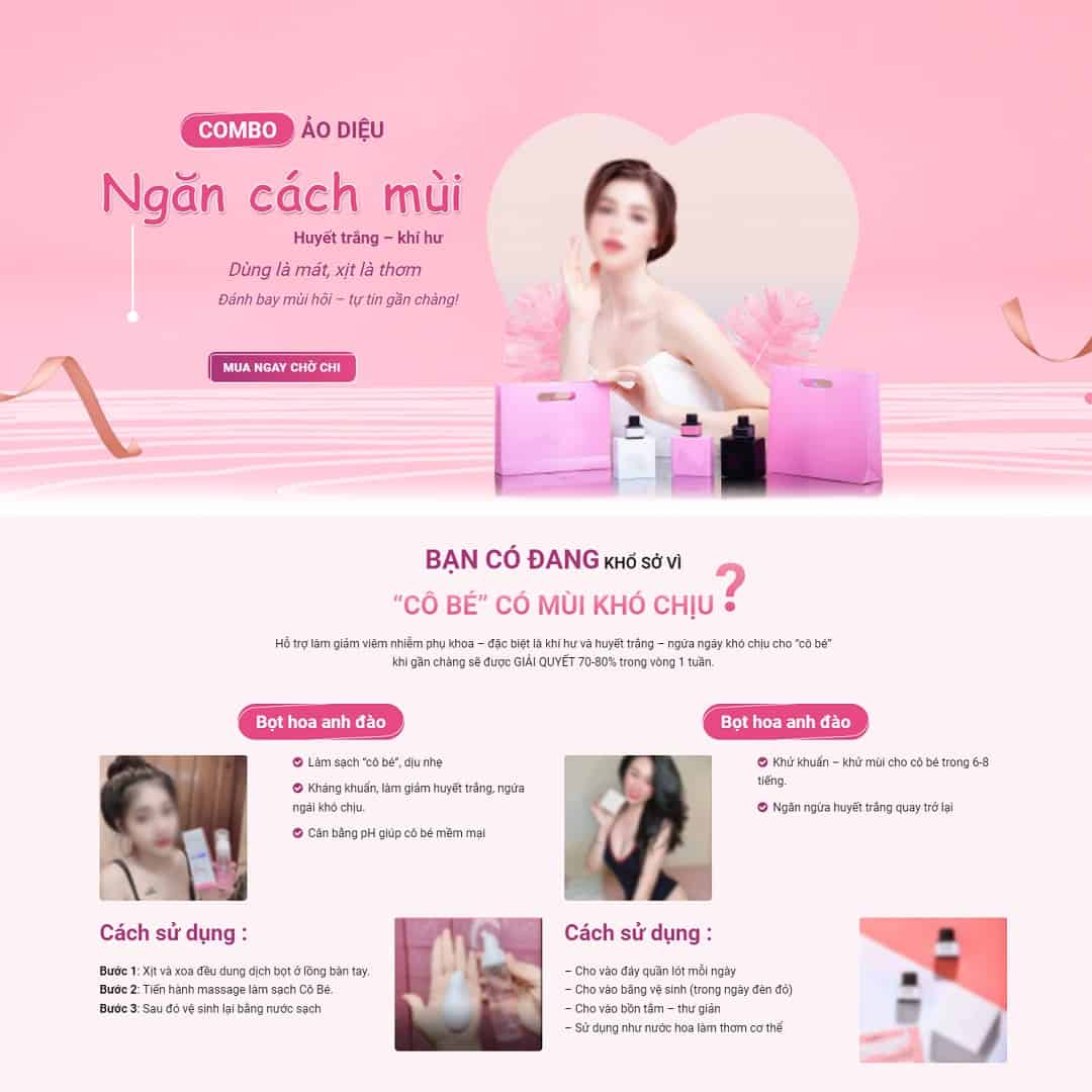 Mẫu giao diện Landing page nước xịt thơm