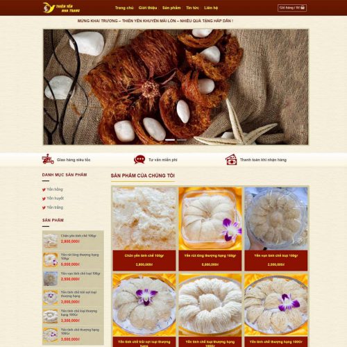 Mẫu giao diện bán yến sào